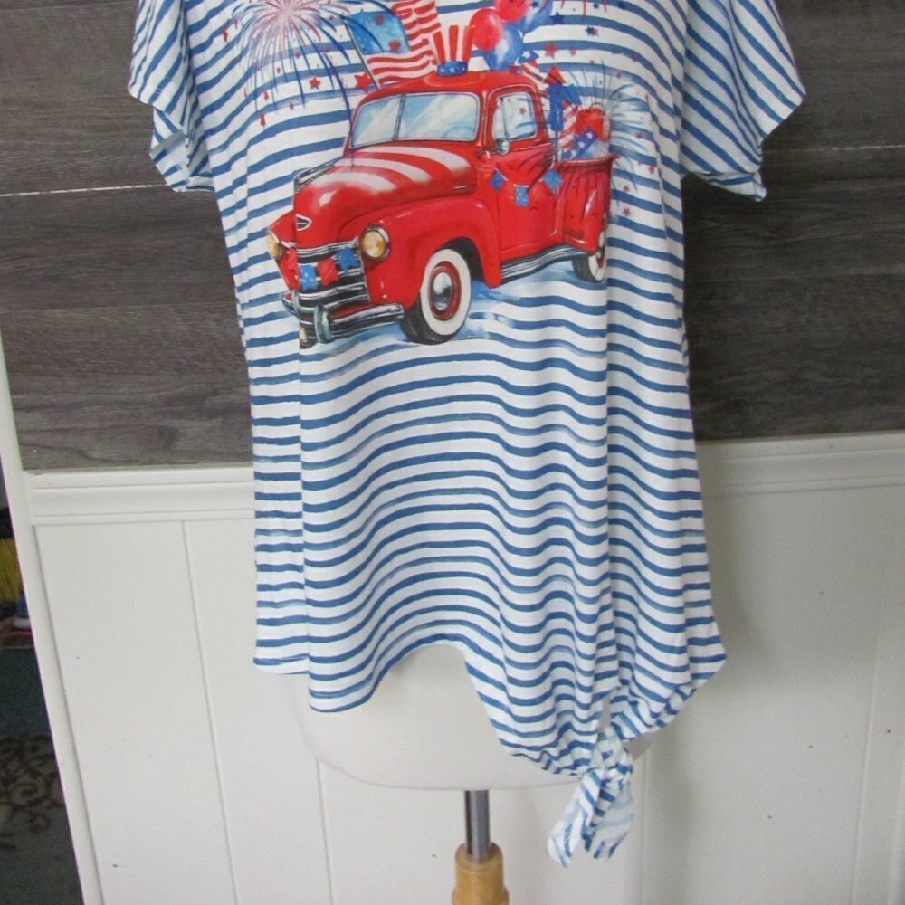 ENERGE WORLD WEAR LADIES SHORT SLEEVE 4TH OF JULY SHIRT - Picture 3 of 13